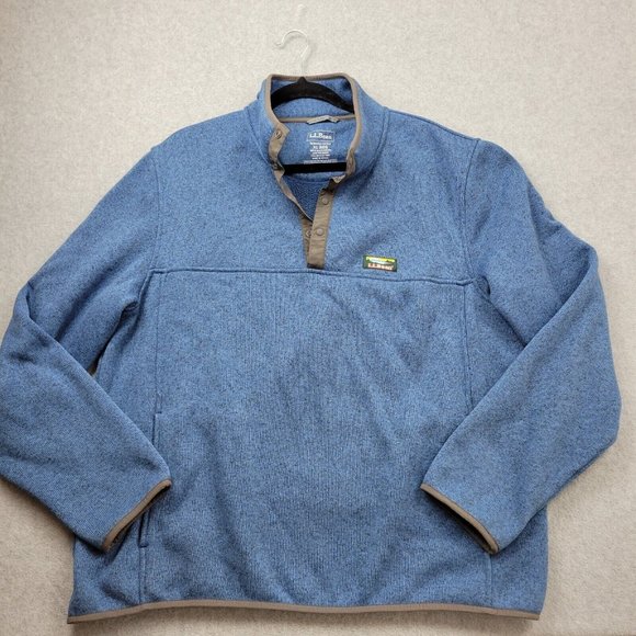 L.L. Bean Other - LL Bean Sweater Fleece Mens XL Blue Pull Over Sweatshirt Jacket Snap Henley